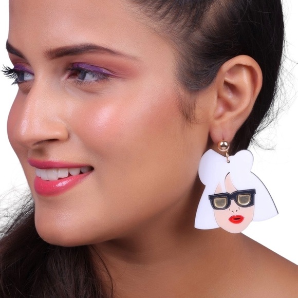 Lady Gaga Bad Romance Acrylic Earrings Cosplay Statement Y2k Jewelry - Picture 7 of 7